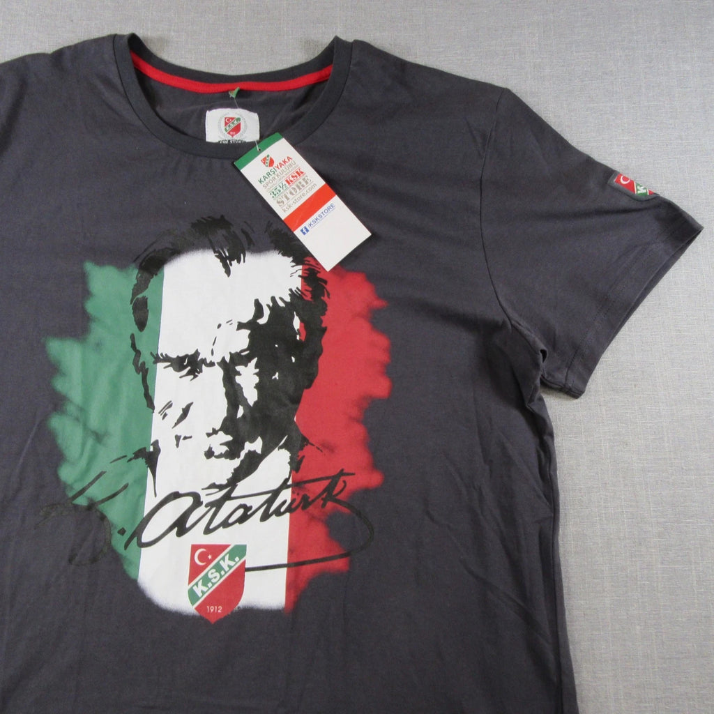 Karşıyaka SK Ataturk Graphic T Shirt Mens L Black Turkish Soccer Fan Tee NEW