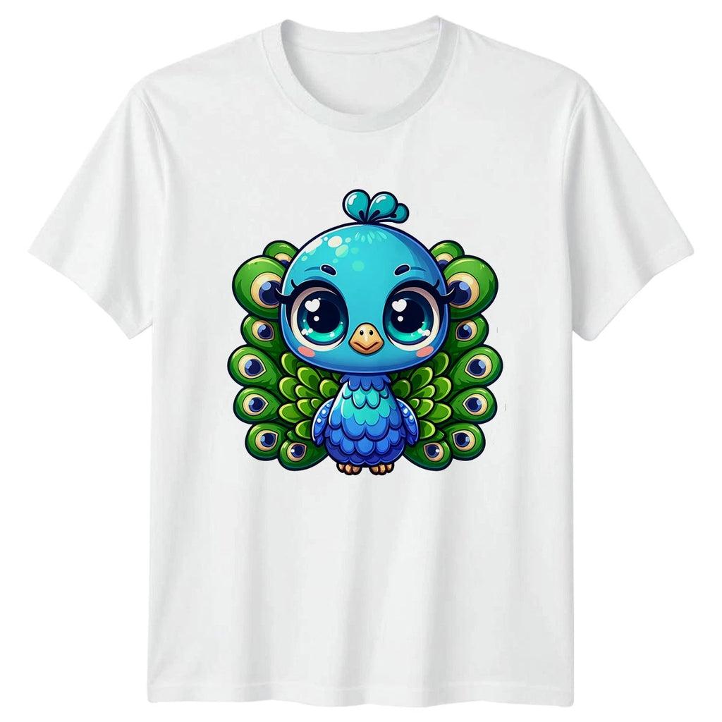 Cute Cartoon Peacock Bird Animals Men Women Graphic Tee Unisex