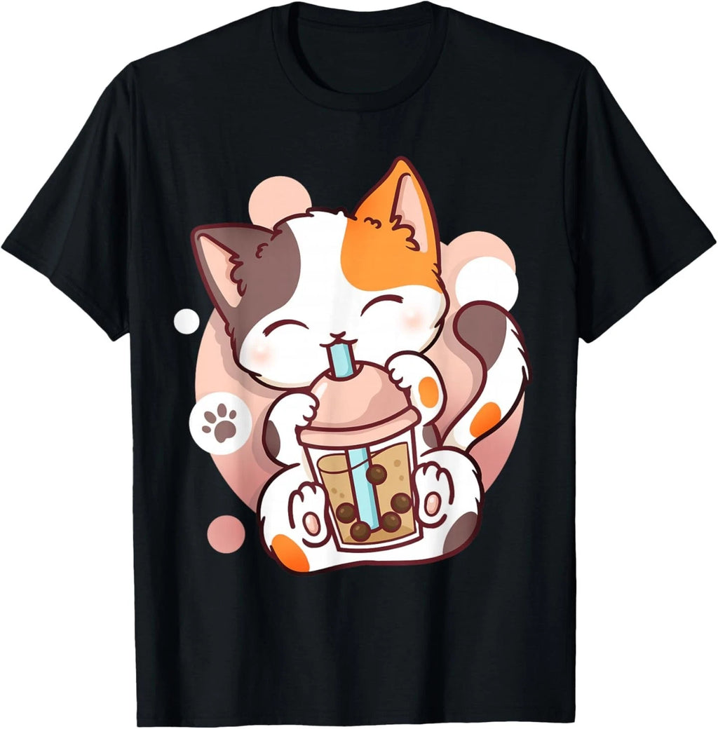 Cat Boba Tea Bubble Tea Anime Kawaii Neko T-Shirt Small
