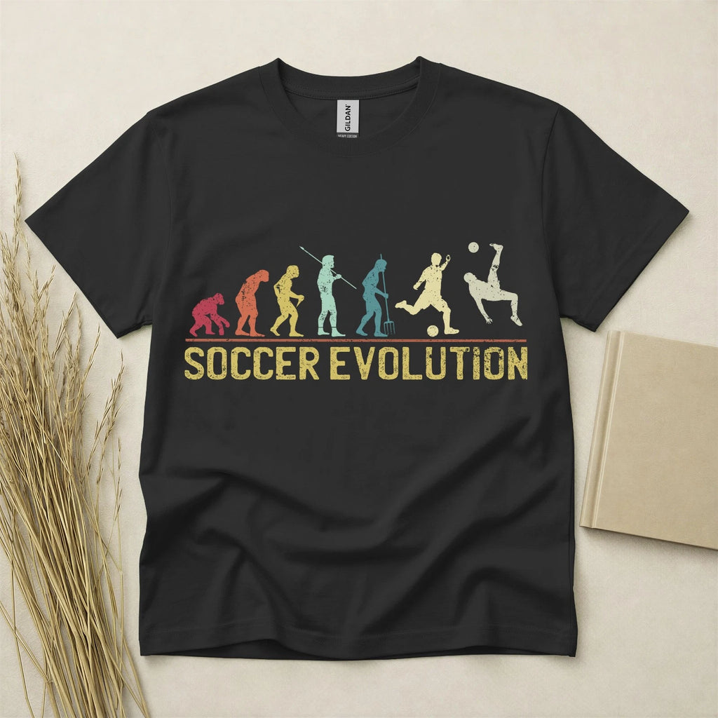 Soccer Evolution T Shirt Funny Football Gift Retro Sports Tee Gildan Cotton Top