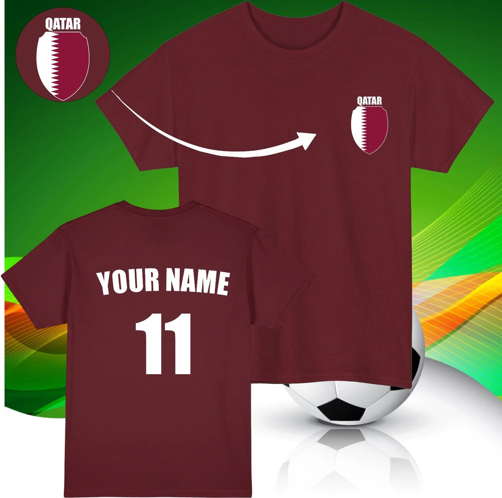 Personalised Qatar Football T-Shirt Custom Name And Number Sports Lover Top