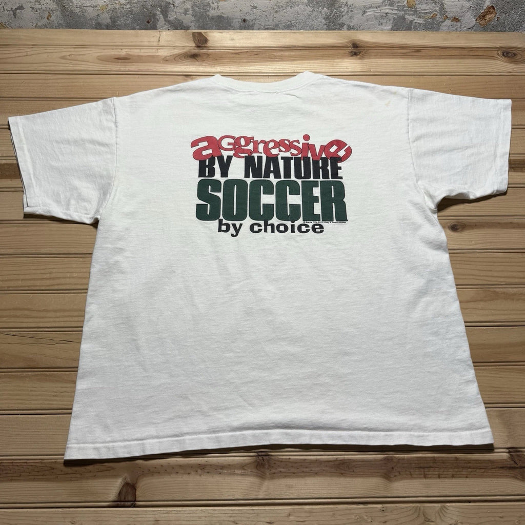 Vintage 90s Aggressive By Nature Soccer By Choice Aussie T Shirt Size Large