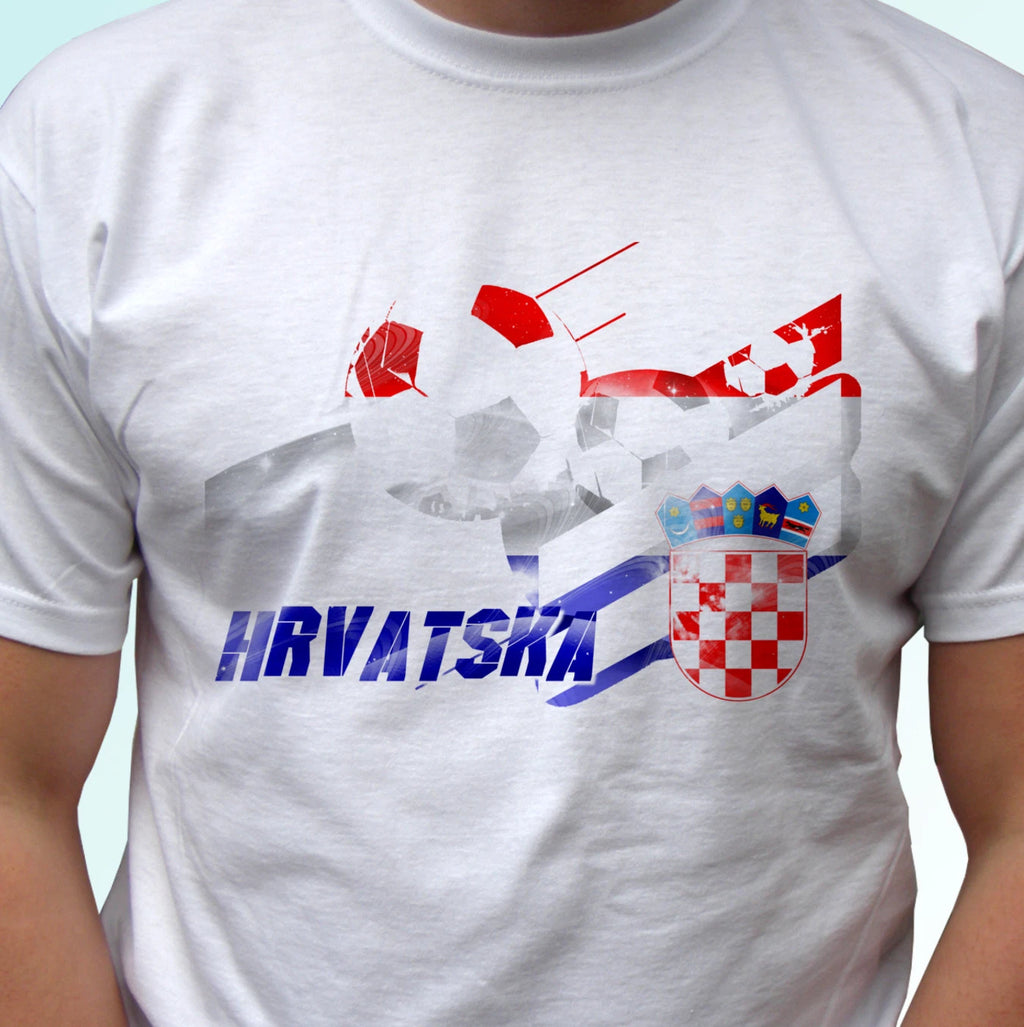 Croatia football flag white t shirt Hrvatska majica soccer tag gift cup top tee