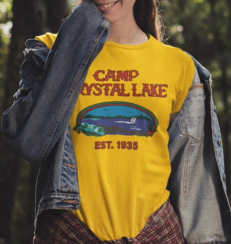 Camp Crystal Lake T-Shirt Friday the 13th Jason 80s Horror Movie Unisex Tee