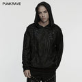 Punk Rave Men Black Gothic Punk Harajuku Decadent Loose Hoodie Casual Slim Tops