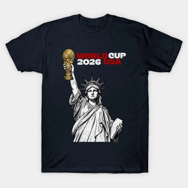 Statue of Liberty World Cup Trophy – USA 2026 Soccer Line Art Design T-Shirt