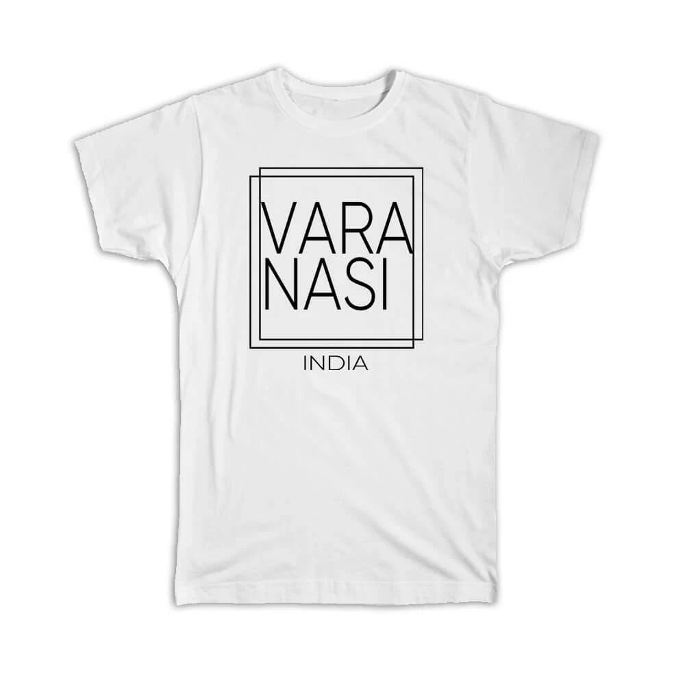 Gift T-Shirt : VARANASI India Square Modern Minimalist Font