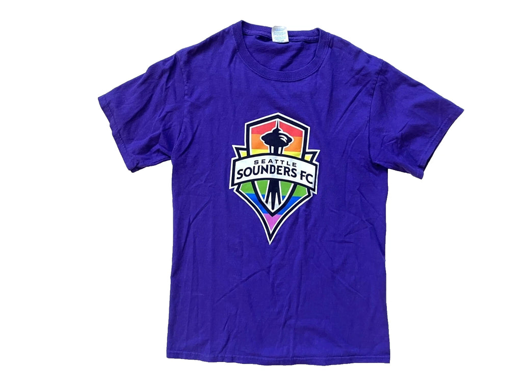 SEATTLE SOUNDERS FC Purple/Rainbow MLS SOCCER PRIDE-FLAG T-SHIRT Fan Gym Adult S