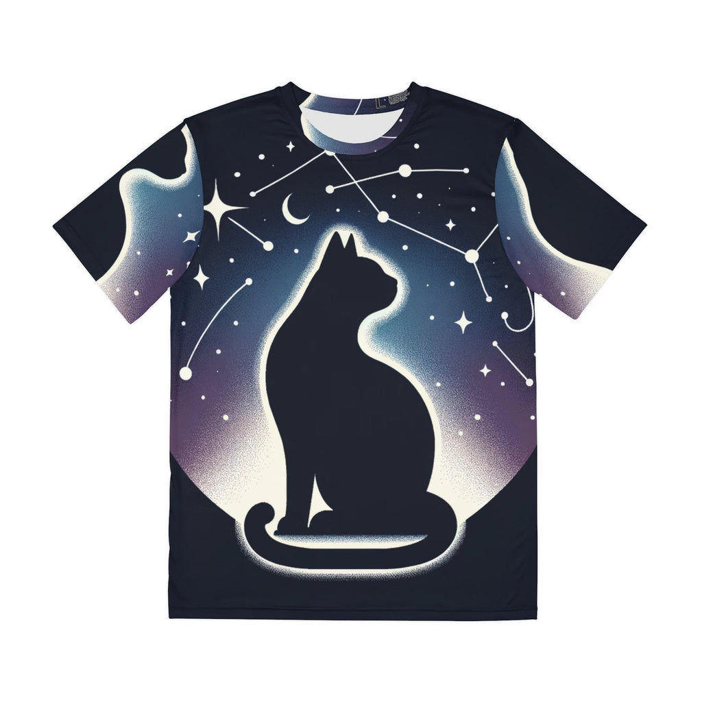 All Over Print T Shirt Minimalist Cat Cosmic Art Elegant Design AOP Black Cat