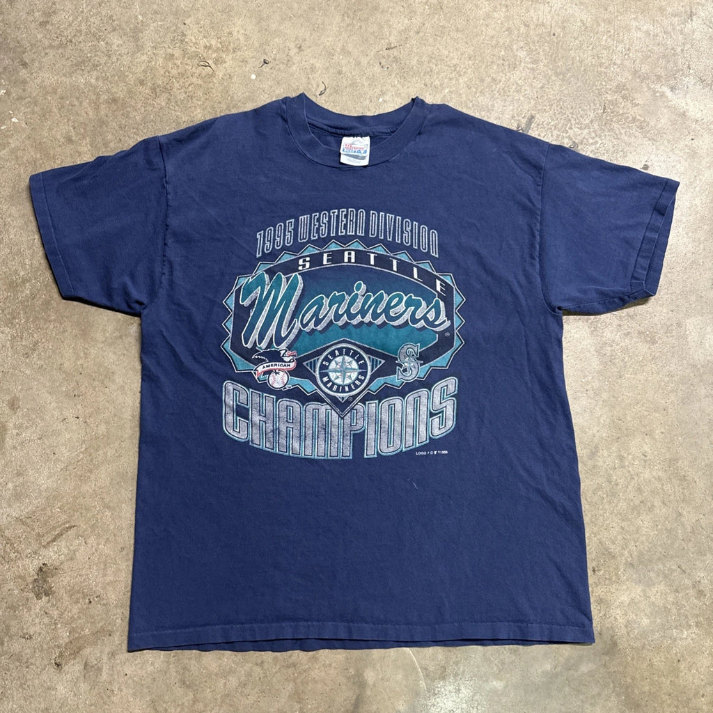 Vintage Seattle Mariners Shirt Mens XL Navy 90s Faded Baseball MLB 1995 USA