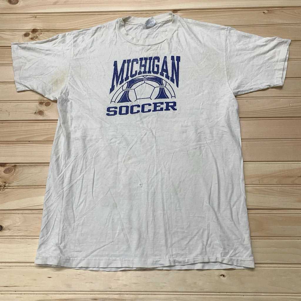 Vintage 90s Michigan University Wolverines Soccer Shirt Size XL