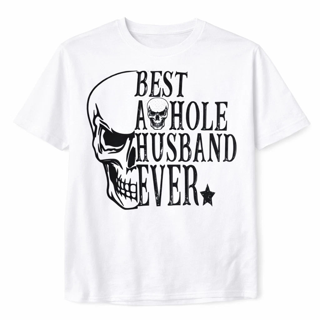 Husband Funny Skull Graphic T Shirt Trendy Boutique Style Tee Men Gift White