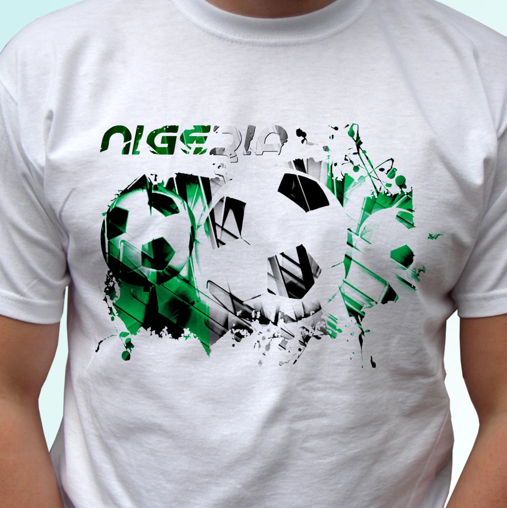 Nigeria football flag white t shirt soccer africa style mens womens kids sizes