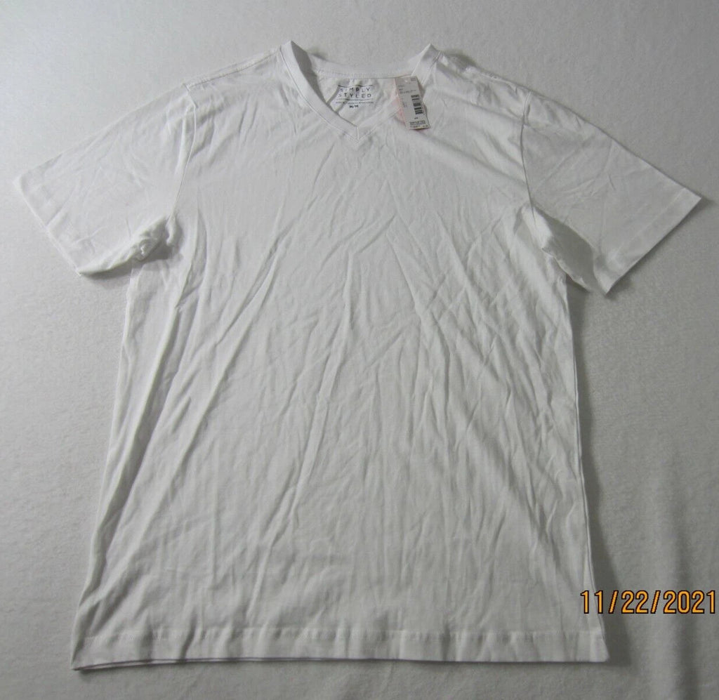Simply Styled Shirt Mens Medium White Short Sleeve Outdoor Casual Cotton Men