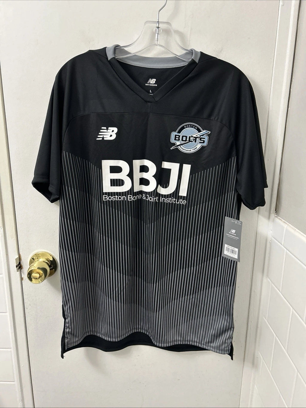 New Balance Boston Bolts Soccer Jersey Mens Large Black #50 BBJI NB Dry NWT