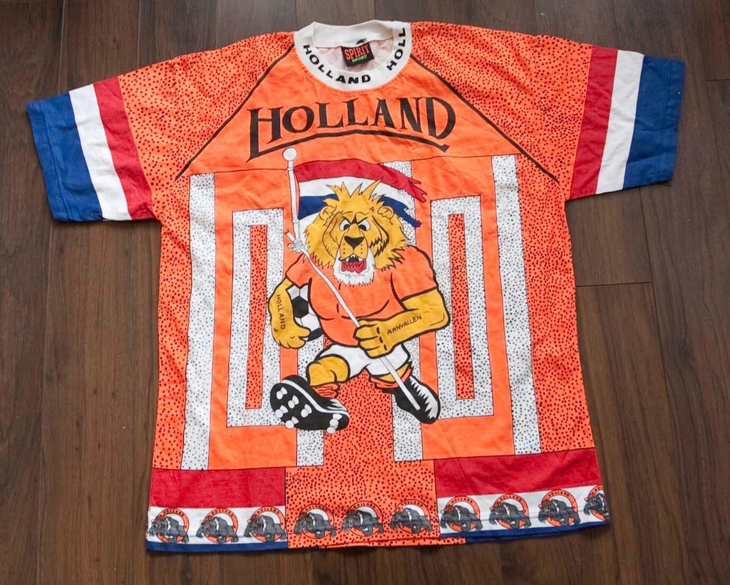 Holland Lion Soccer T Shirt Vintage All-over-print Size L Netherlands *35dG1130p