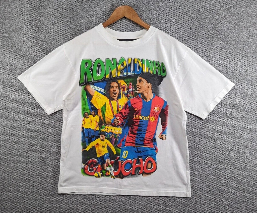 Marino Morwood Ronaldinho #10 Limited Edition Graphic Print White T-shirt Tee  L