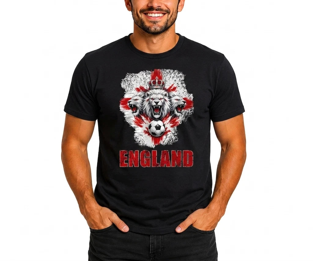 England Football Lion Soccer Fan Graphic Artwork Designs Official Mens T-Shirt