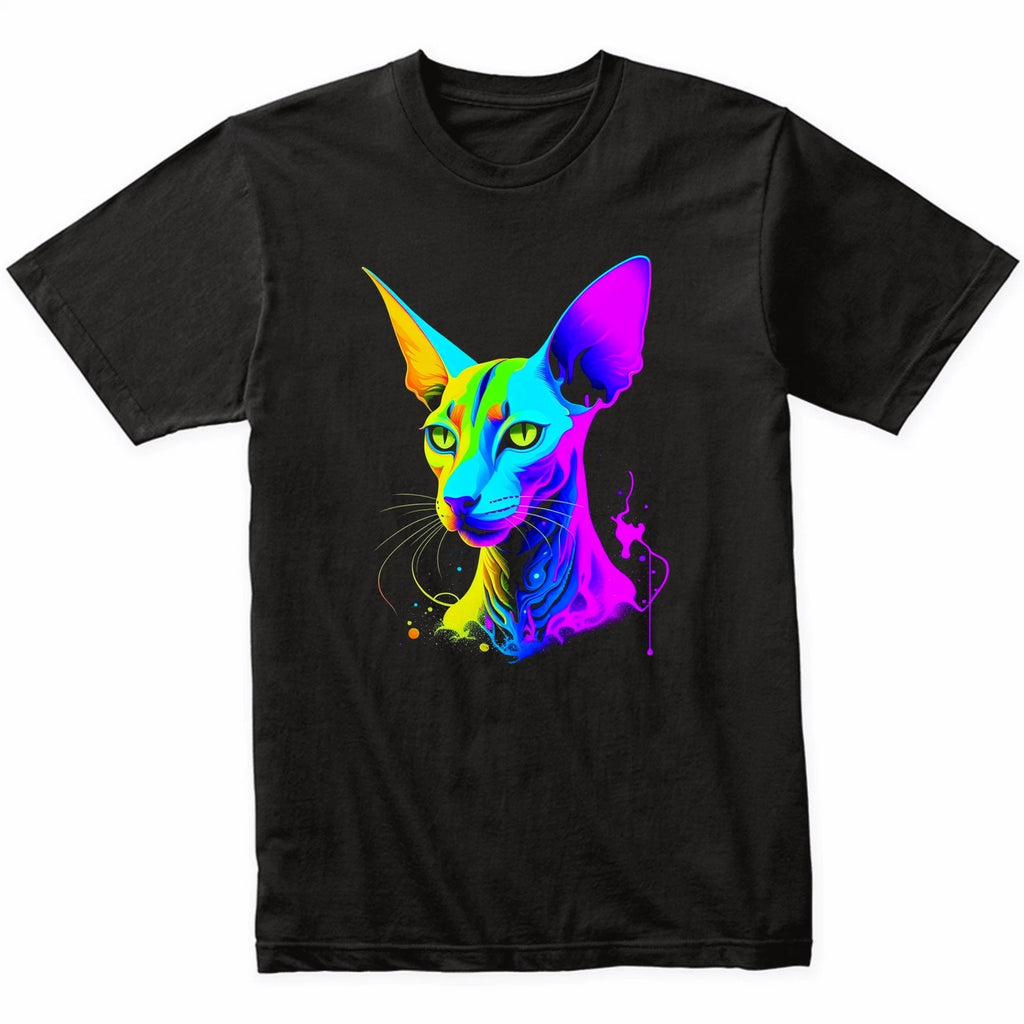 Oriental Shorthair Cat Psychedelic Cat Art T-Shirt Oriental Shorthair Owner Gift
