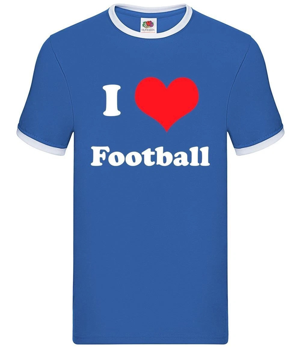 I Love Football - Mens Ringer - Soccer Footy Fan Sport Player Team