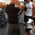 Turtleneck Sleeveless Fitness Top for Men High Elastic Tank Shirt Trendy Design