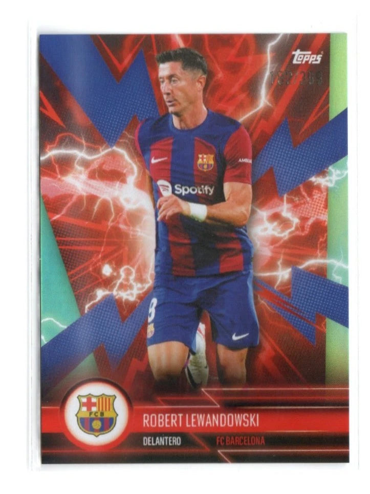 Topps FC Barcelona Fan Set 2023 AQUA REFRACTOR BARE-4 Robert Lewandowski 182/399