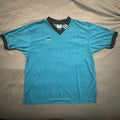 Vintage 90s Adidas Soccer Jersey Mens Large Short Sleeve Teal V Neck Shirt