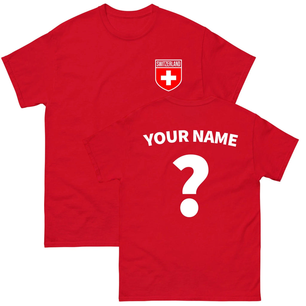 Personalised Switzerland football T Shirt, Custom Name and Number Football Tee