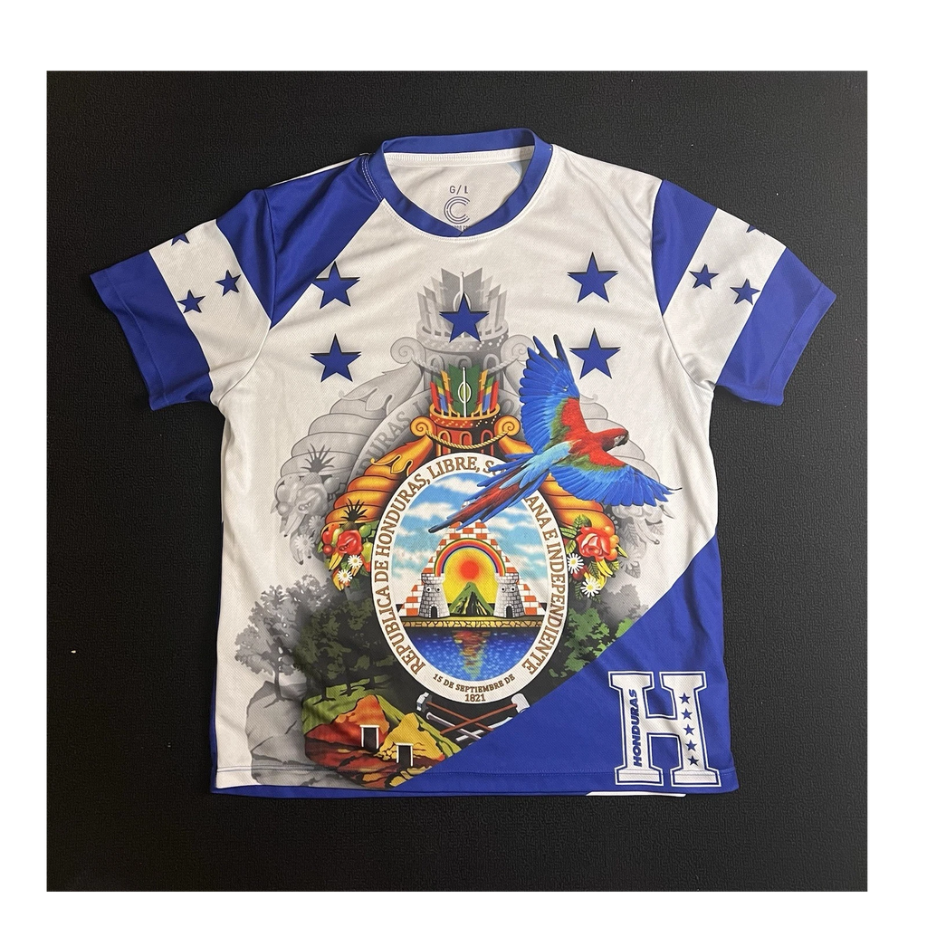 Honduras Soccer Jersey Shirt Men’s Large Blue White All Over Print Futbol