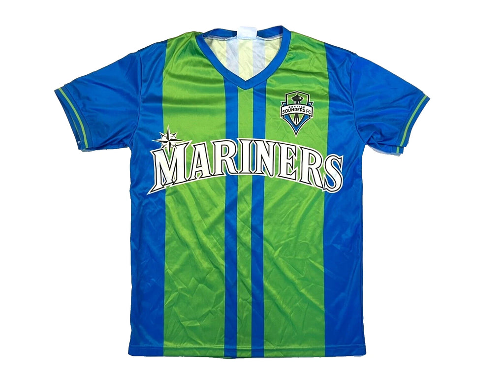 SEATTLE MARINERS x SOUNDERS FC Shirt MLB BASEBALL x MLS SOCCER JERSEY Sz Adult S