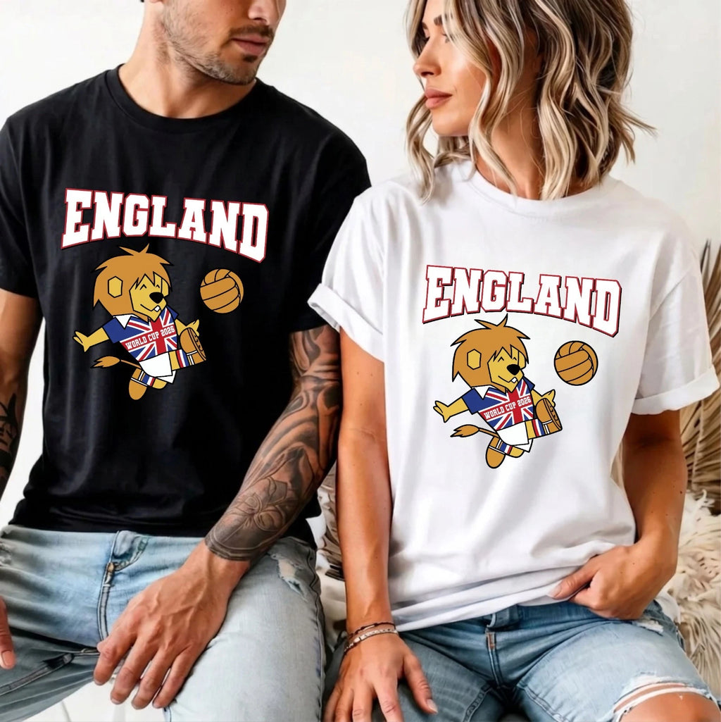 Lion Football Fan T-Shirt, 2026 Football Tee, England Team Fan Gift Unisex Top