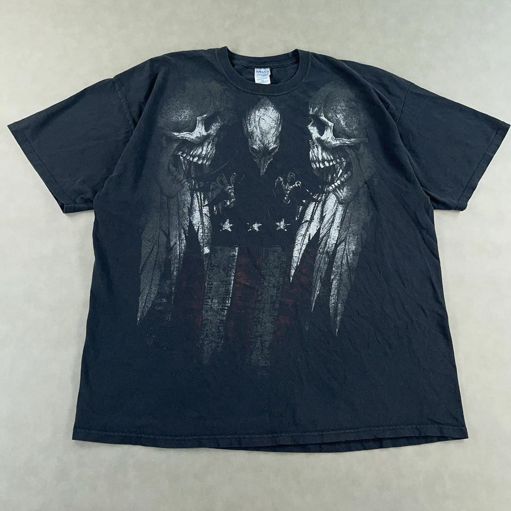 Vintage Y2K MMA Elite Shirt Mens 2XL Skull Eagle Faded Distressed Cyber Grunge