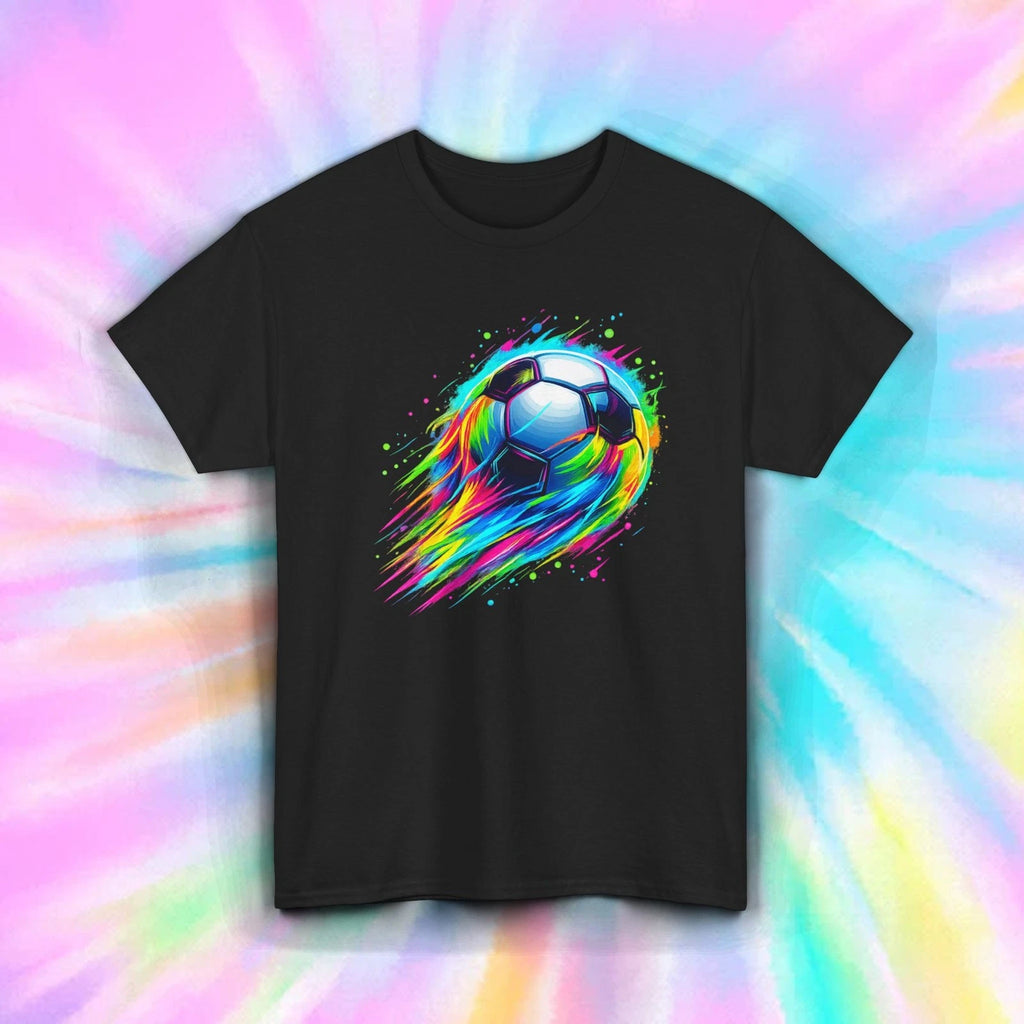 Soccer Ball Shirt Rainbow Splash Neon Sports Game Player Gift Tee S-5XL