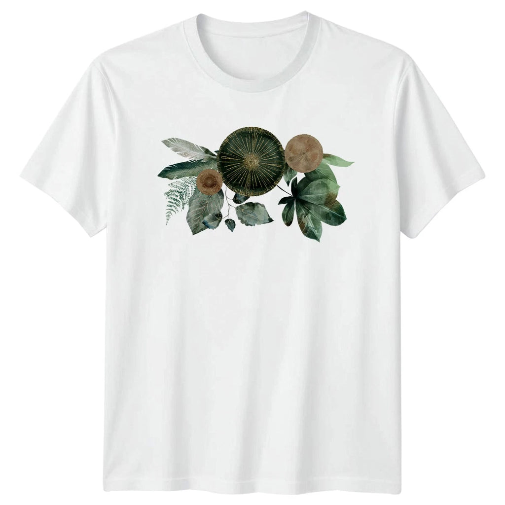 Watercolor Green Gold Botanical Foliage Womens T-Shirt Boho Chic Botanical