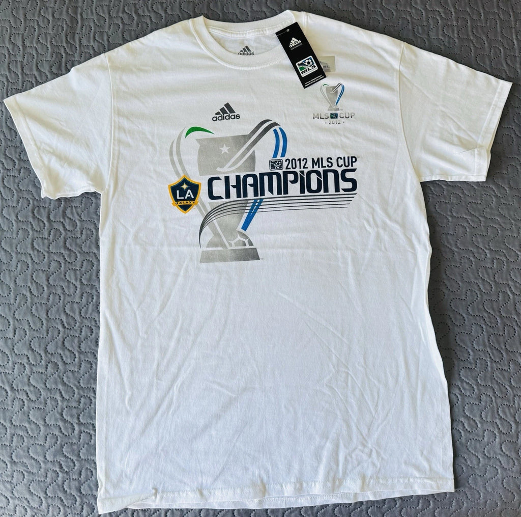 LA Galaxy 2012 MLS Cup Champions T Shirt Adult Men Medium White Soccer New w/Tag