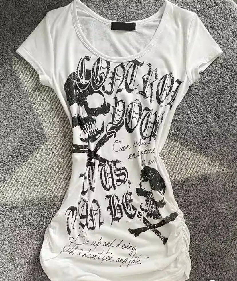 Stylish Skull Graphic White T-Shirt