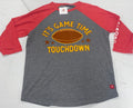 NWT Sportiqe Its Game Time Touchdown T-Shirt Medium Gray 3/4 Sleeve Football KC