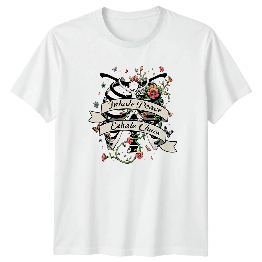Inhale Peace Exhale Chaos T-Shirt Boho Floral Spiritual Art Birthday Gift