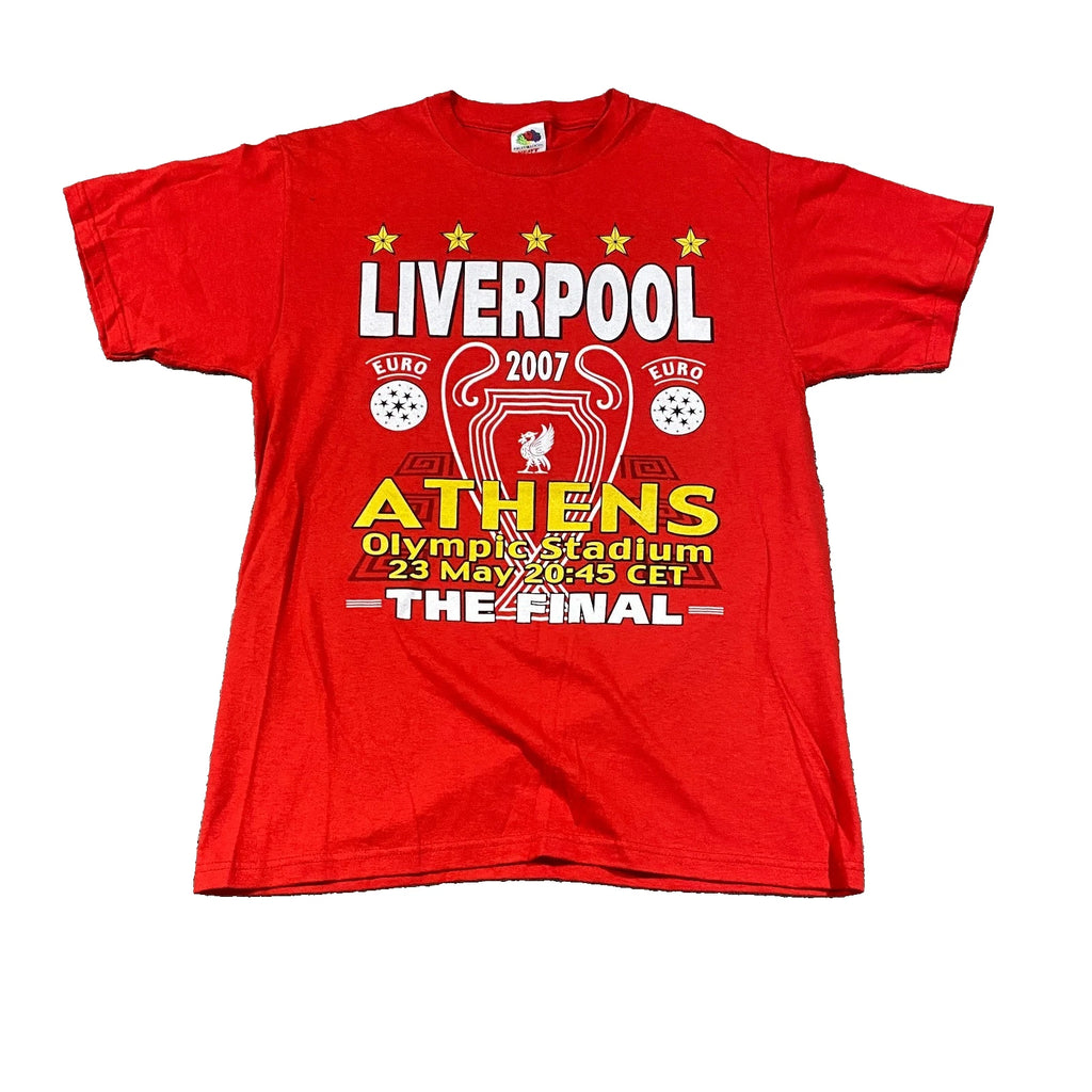 Liverpool T-shirt Men's M Red 2007 Athens Olympic Soccer Retro Graphic Tee Y2K