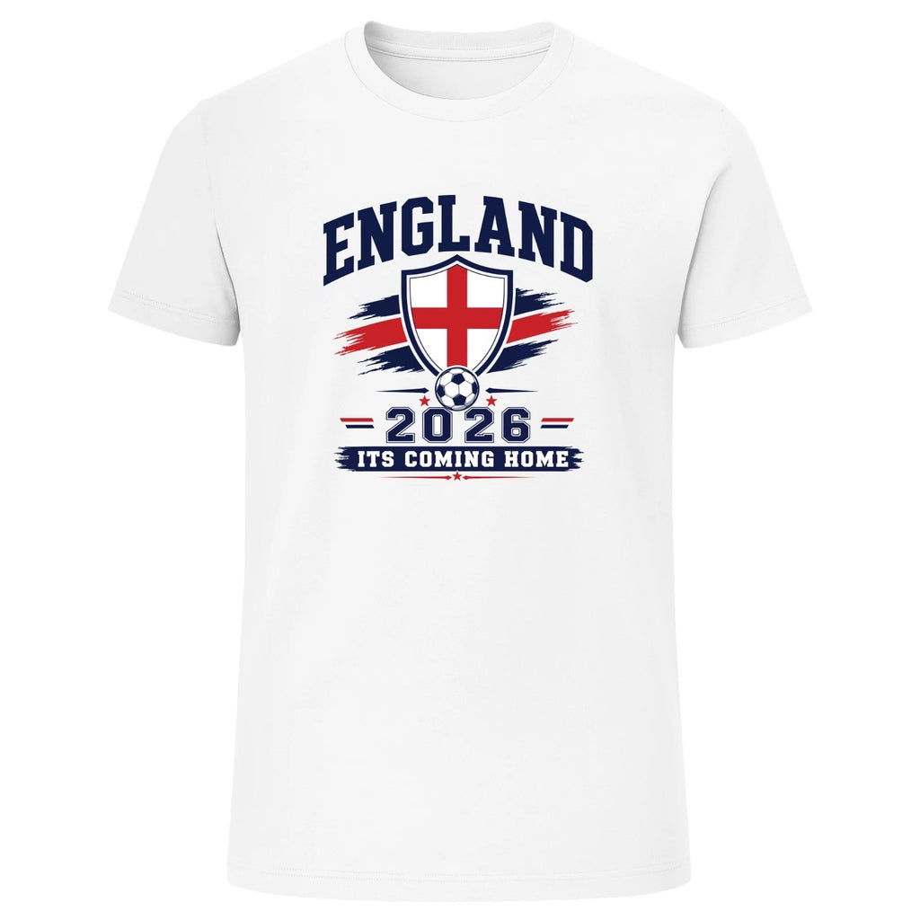 England 2026 Football T-Shirt Its Coming Home 100% Cotton Soccer Tee UK