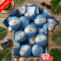 Argentina Soccer Ball Mens Hawaiian Shirt Aloha Blue White Football Fan Gift