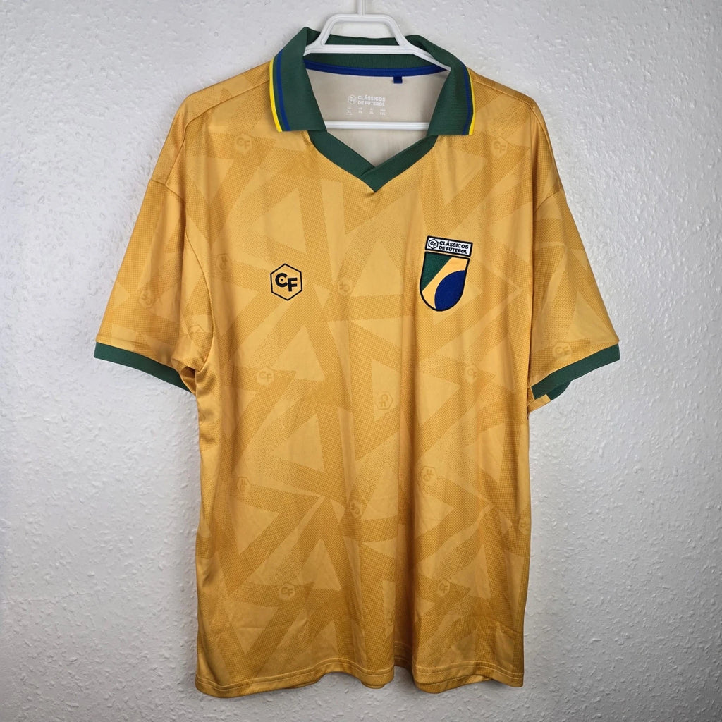 Classicos de Futebol Brazil Style Football Shirt Yellow XL Retro Soccer Jersey