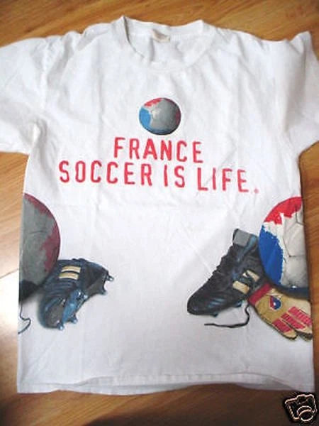 FRENCH~FRANCE~SOCCER IS LIFE~BALL~GAME~WHITE T SHIRT~M
