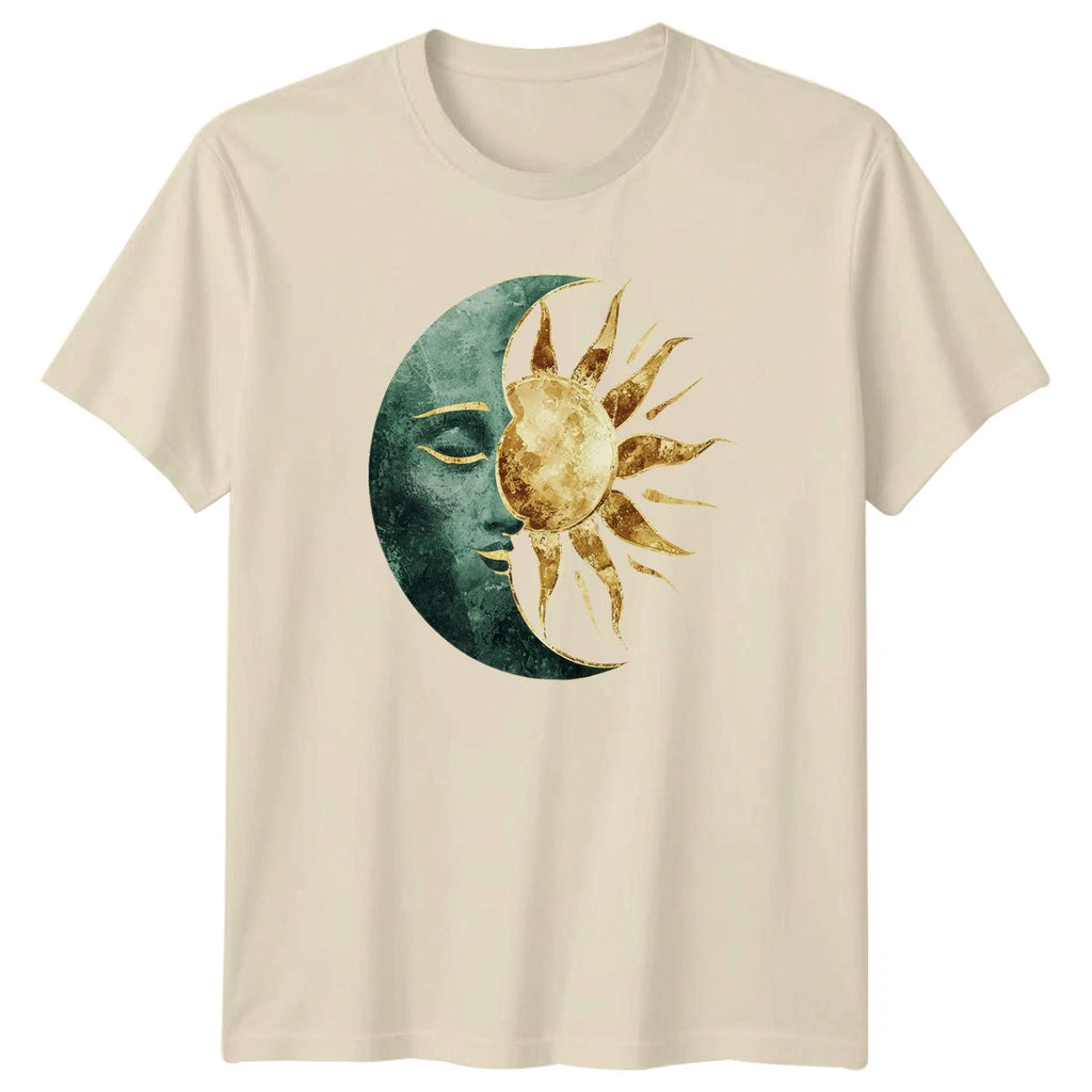 Sun And Moon Celestial Design Faux T-Shirt Mystical Boho Astrology