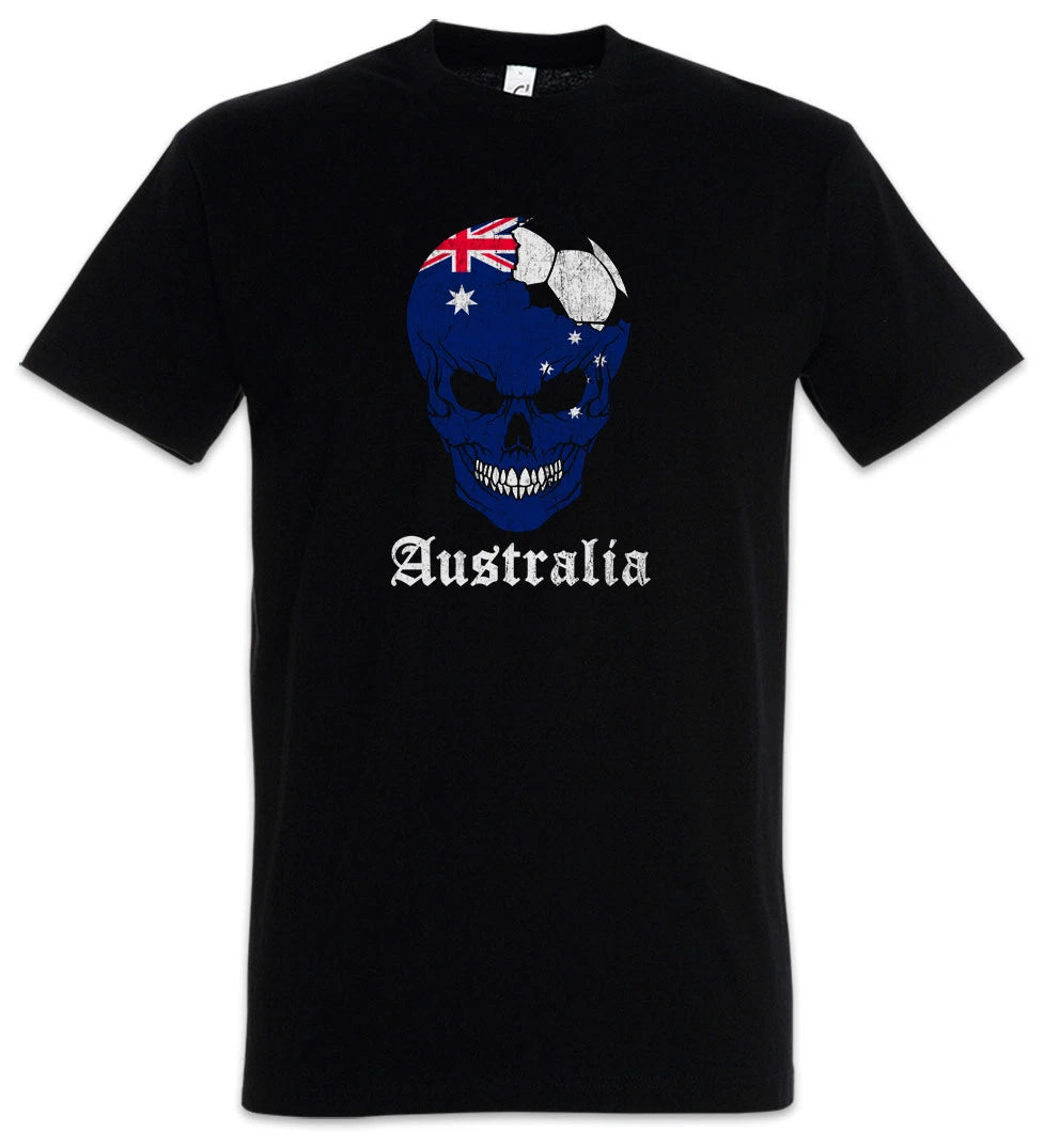 Australia Football Skull I T-Shirt australian Soccer Flag World Championship