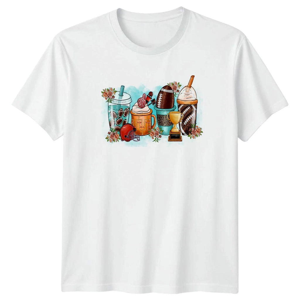 Floral Football Game Day Vibes Womens T-Shirt Sports Fan Football Birthday