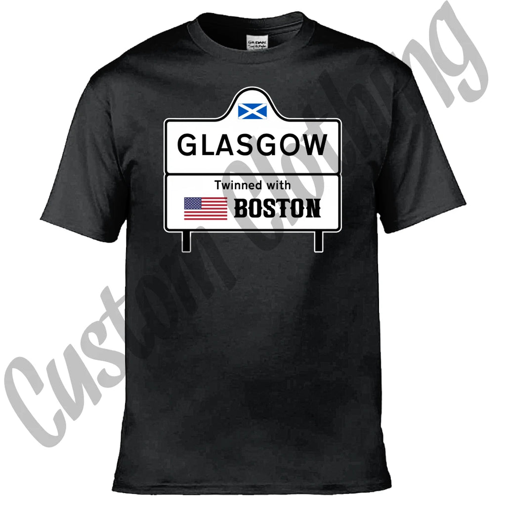 Glasgow Scotland Twinned Cities Boston 2026 Scottish World Cup USA T-shirt/Tee