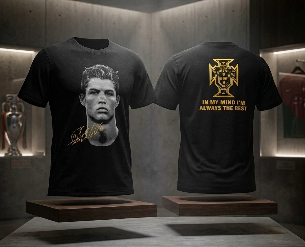 Cristiano Ronaldo Vintage Tee, Black Gold Soccer Fan Shirt, Unisex Football