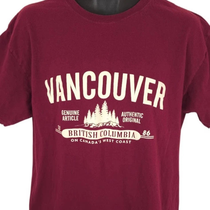Vancouver Canada T Shirt Mens Size Large Red British Columbia Travel Destination