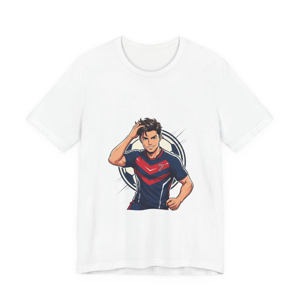 Soccer Player Illustration Tee | Number 7 Jersey Back Emblem